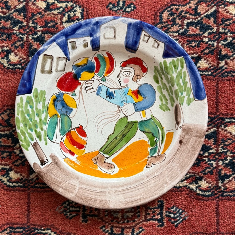 Giovanni De Simone Modern Art Italian Pottery Shallow Bowl 9-1/4" x‎ 1-1/2"